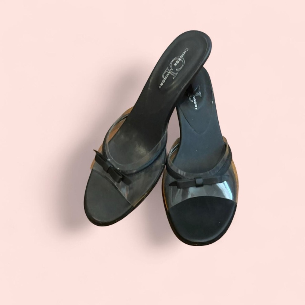 Y2K kitten heels Vintage 90s Y2K kitten heel mules with bow detail women’s 8.5 - Picture 5 of 8